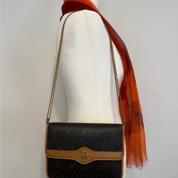 SOLD - Authentic Christan Dior Black and Brown Chain Shoulder Bag - Picture 10 of 11